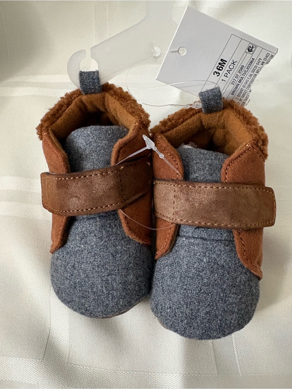 Cozy Infant Slip-On Boots in Gray and Brown
